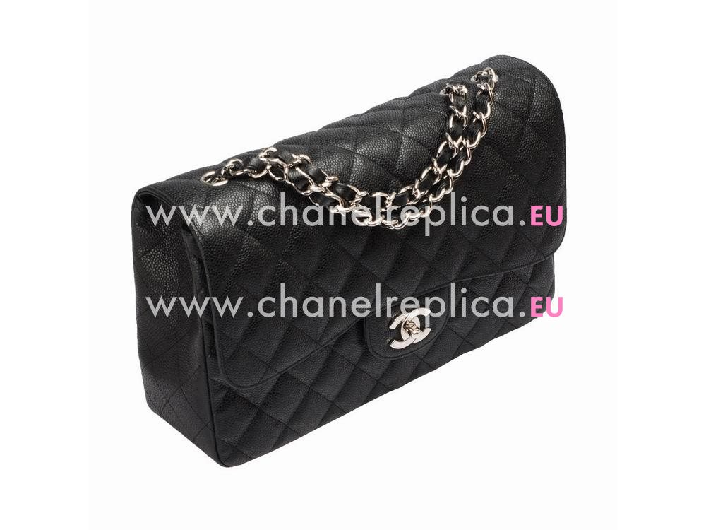 Chanel Caviar Jumbo Double Flap Bag Black(Silver) A28600DS