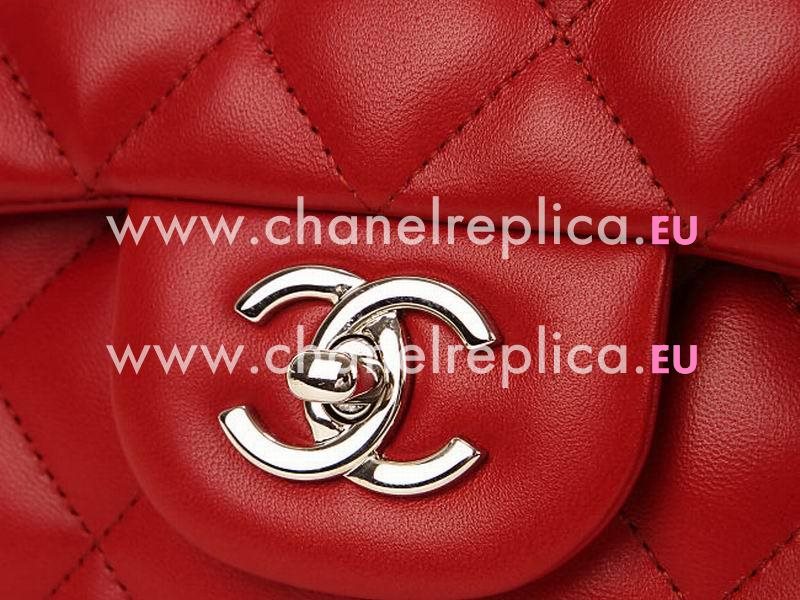 Chanel Lambskin Jumbo Double Flap Bright RED(silver) A58600Y01480