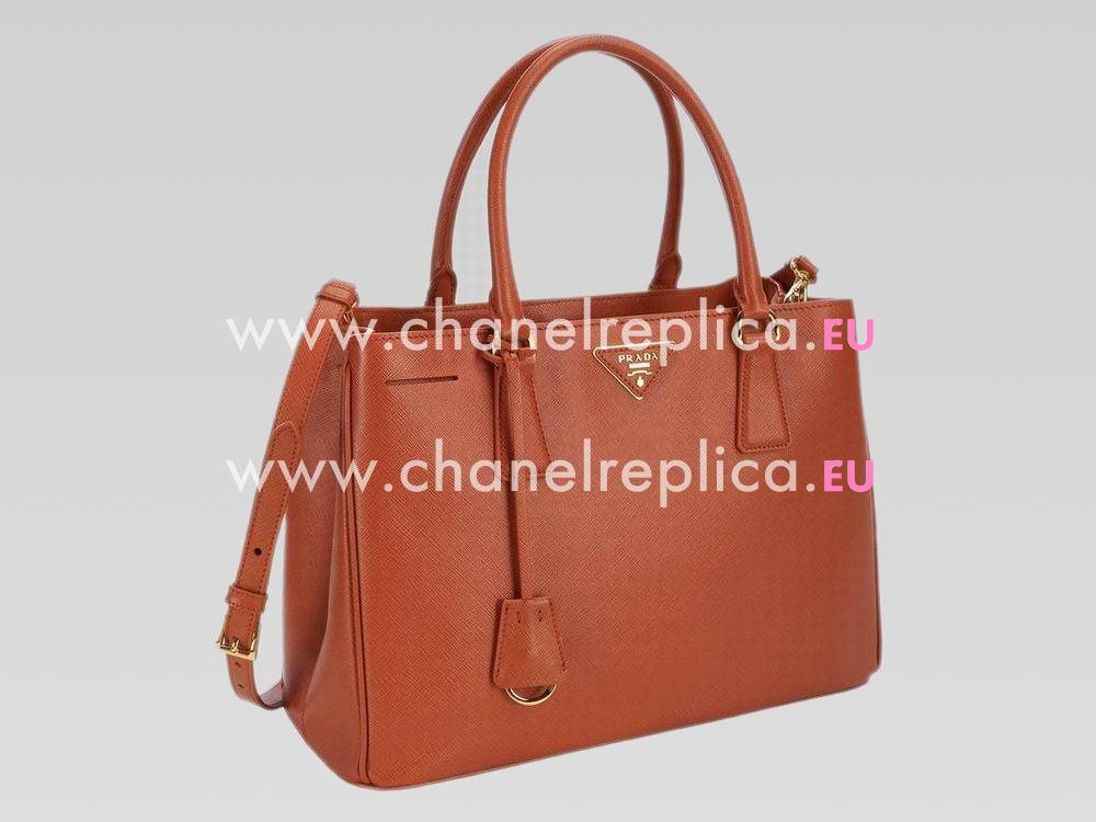 Prada Saffiano Lux Triangle Logo Handhand Orange P467836