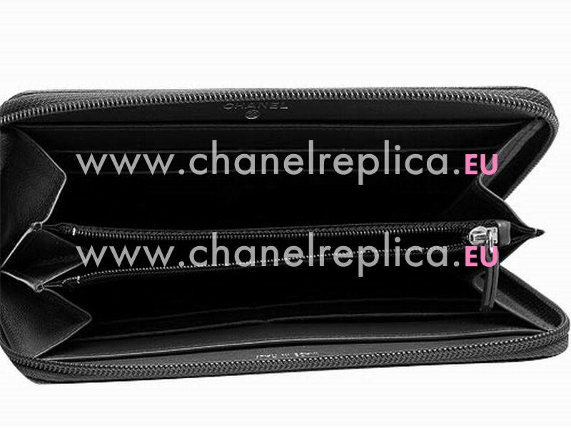 Chanel Caviar Leather CC Logo Wallet In Black A56328