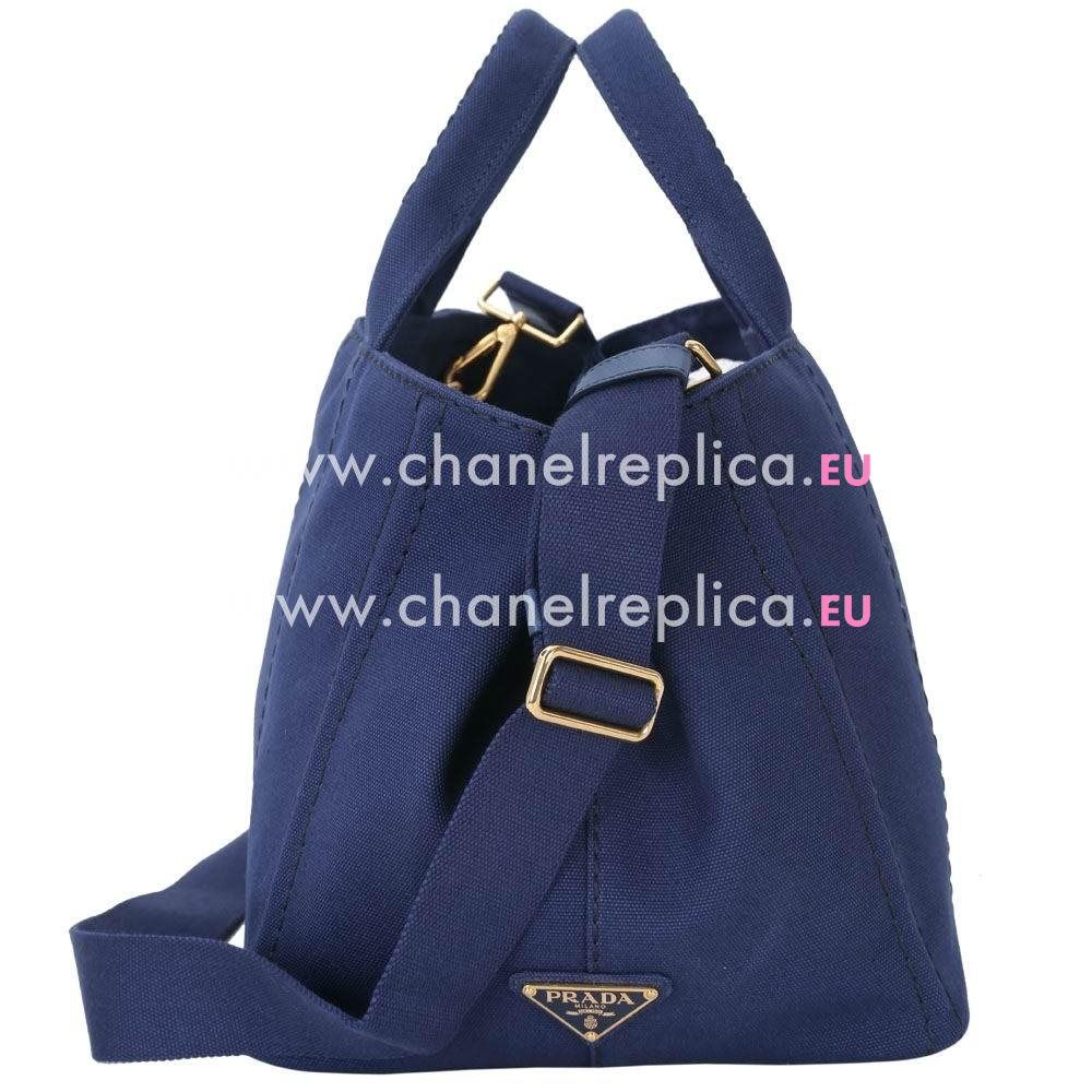 Prada Canapa Stampata Printing Logo Denim Bag Deep Blue PR7054128