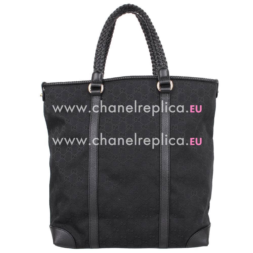 Gucci Classic Weave Cotton Cloth Shoulder Bag In Black G6122203