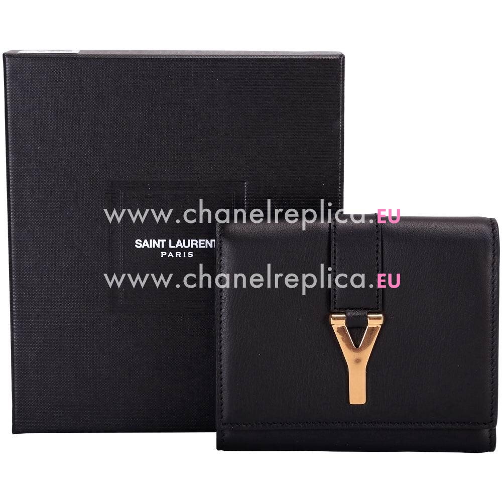 YSL Saint Laurent Paris Calfskin Y Wallets In Black YSL5262549