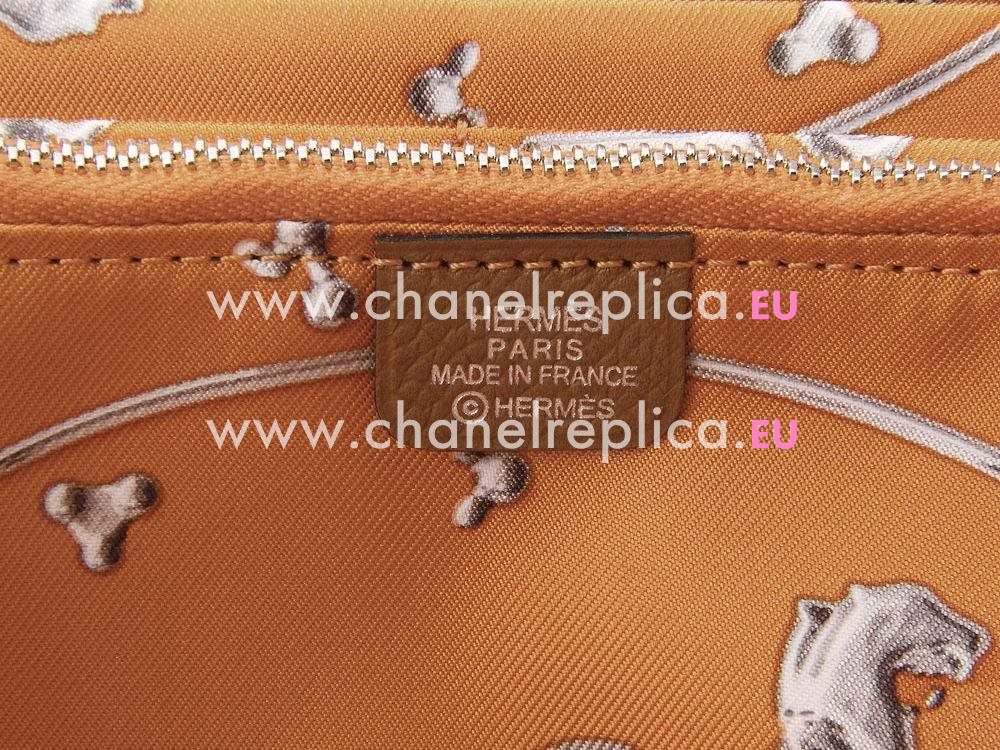 Hermes Silk Epsom Leather Long Wallet Brown H569446