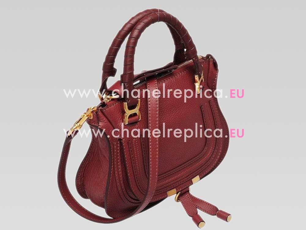 CHLOE Marcie Calfskin Double Handle Bag Maple-leaf Red C471520