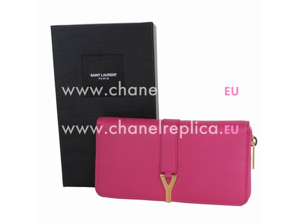 YSL Saint Leather Paris Y Calfskin Wallets In Pink YSL4545138
