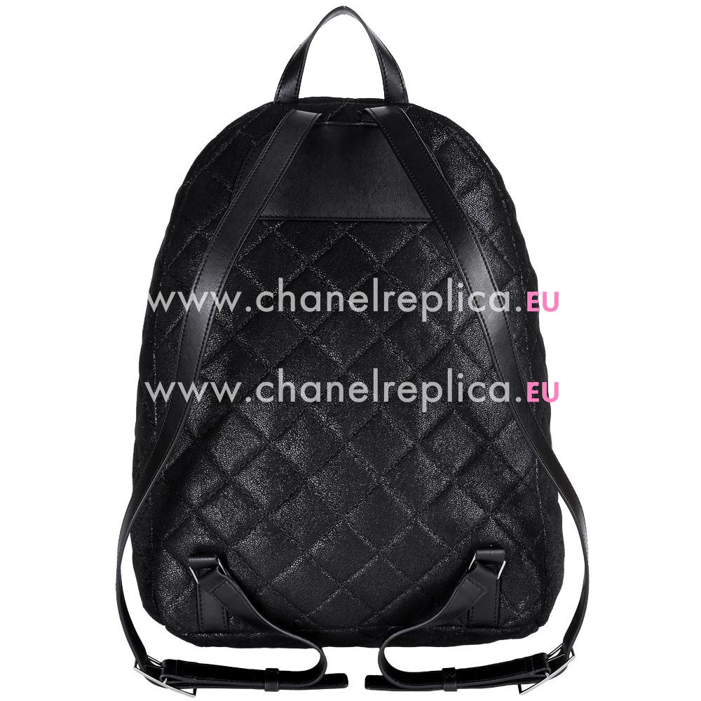 Stella McCartney Falabella Quilted Backpack Black Silver Chain S864605