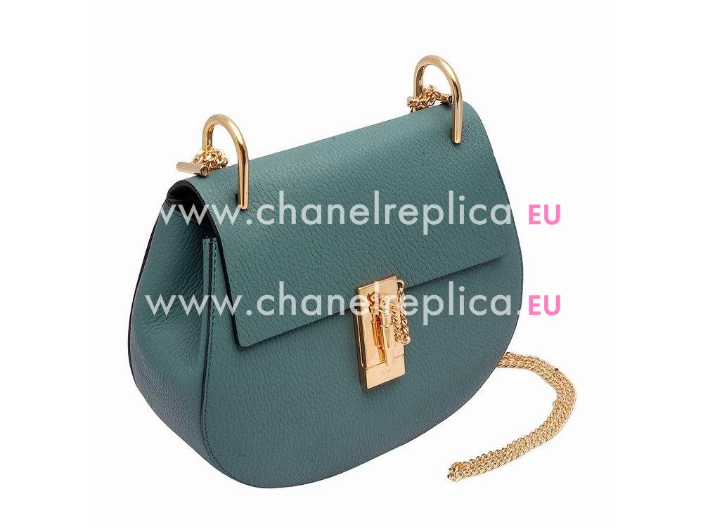 Chloe Drew Clemence Leather Golden Chain Bag Grayish Blue CH982809