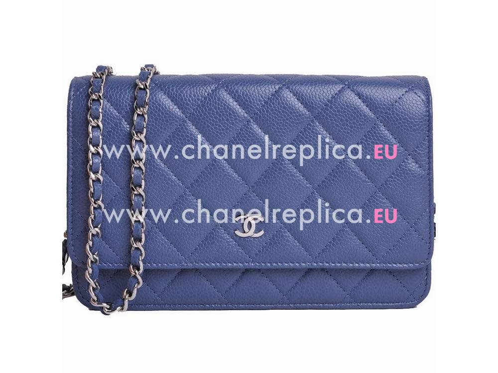 Chanel Lambskin Silver Chain Woc Bag Blue A33814BL