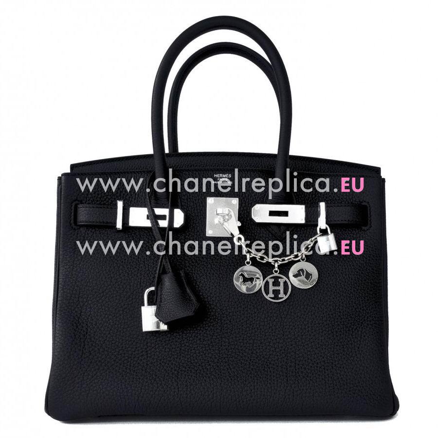 Hermes Birkin 30cm Black Togo Leather Palladium Hardware Bag H1030SHT