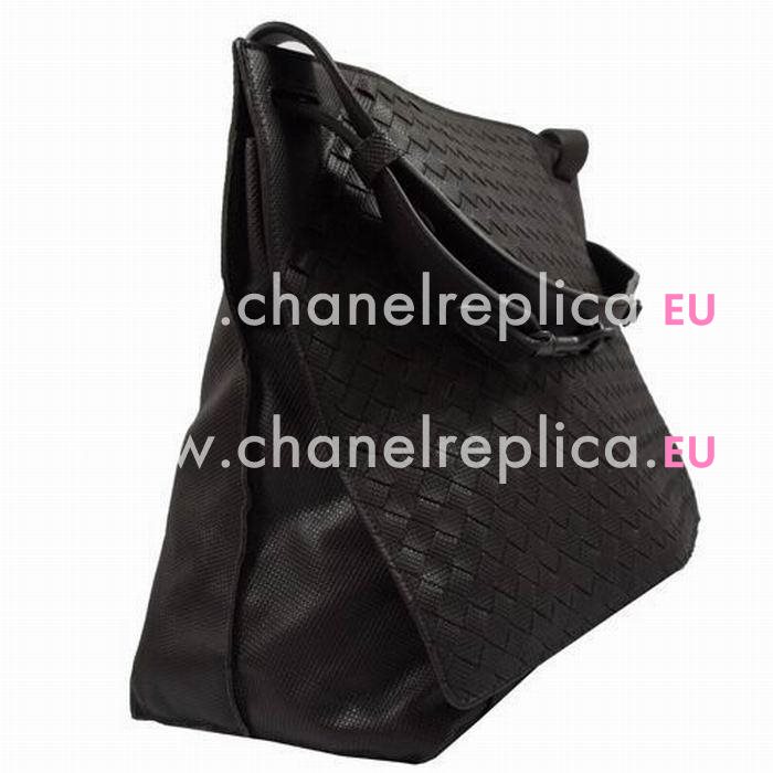 Bottega Veneta Classic PVC Woven Shoulder Bag Deep Coffee BV7061505