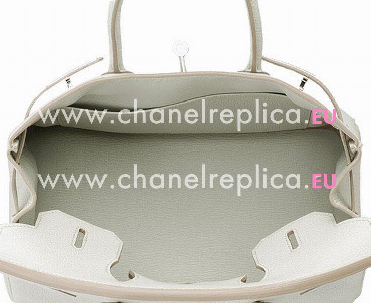 Hermes Birkin 30 Clemence Leather Ivory White Palladium H1042IW