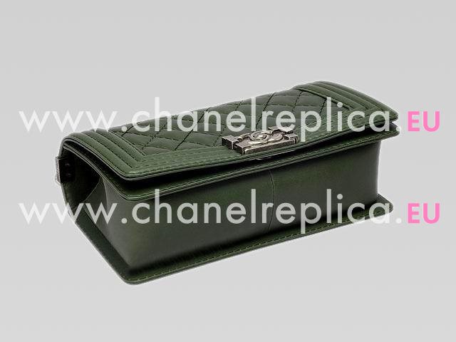 Chanel Medium Lambskin Boy Bag DarkGreen(Antique-Silver) A44576