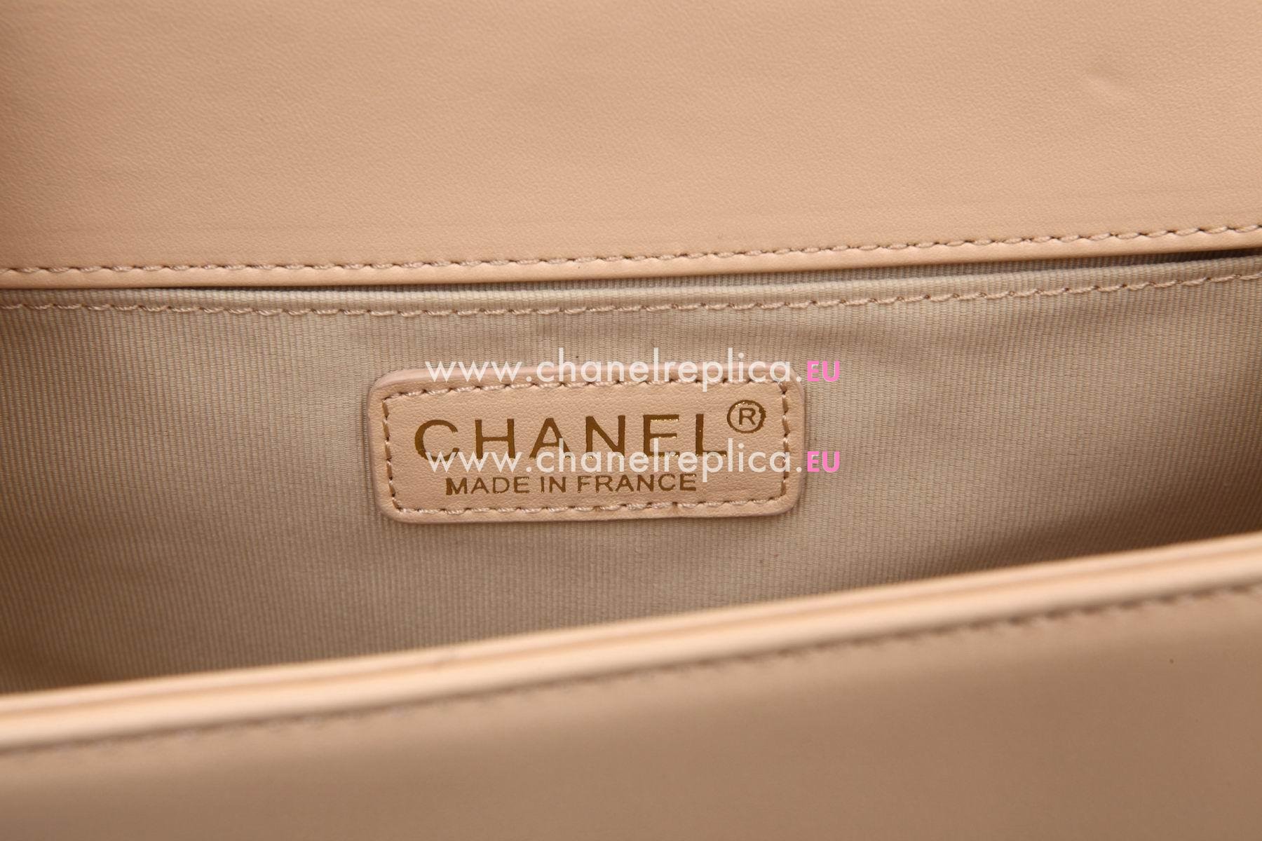 Chanel Lambskin 25.5 Boy Bag Apricot Gold Hardware A67089