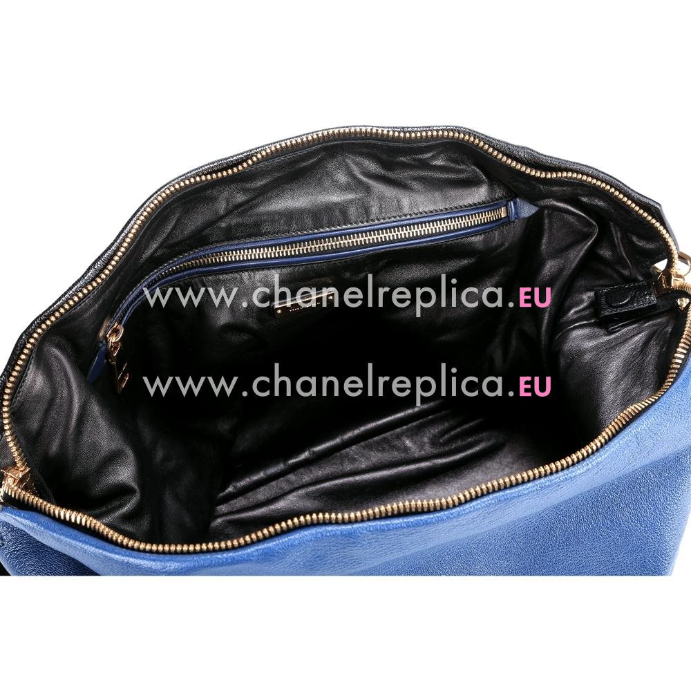 Miumiu Calfskin Hobo Cloud Bag In Blue/black RR1918