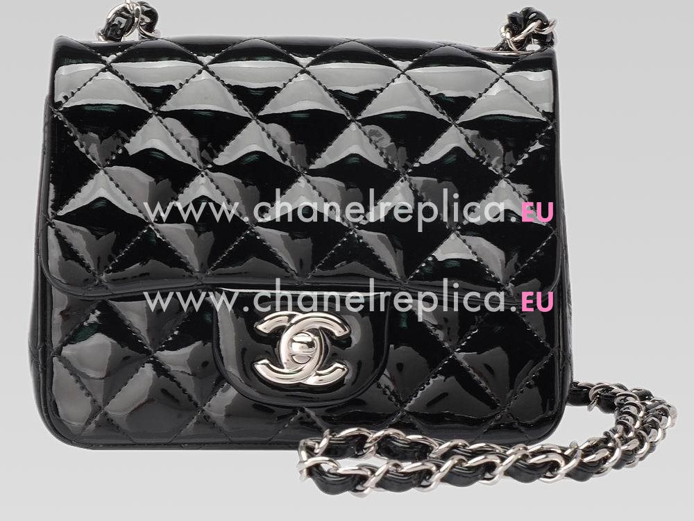 Chanel Patent Mini Coco Bag In Black silver A4571128