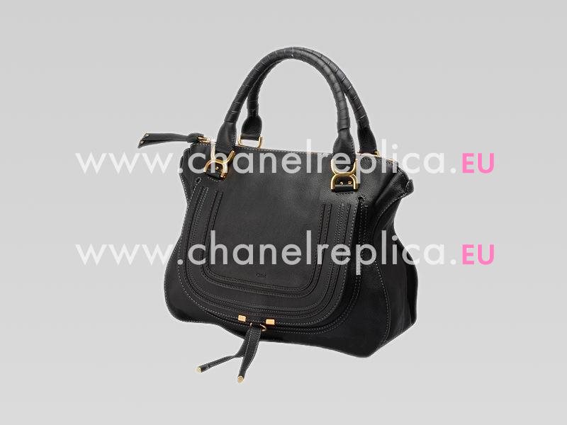 CHLOE Marcie Large Calfskin Single Handle ShouldBag Black C446279