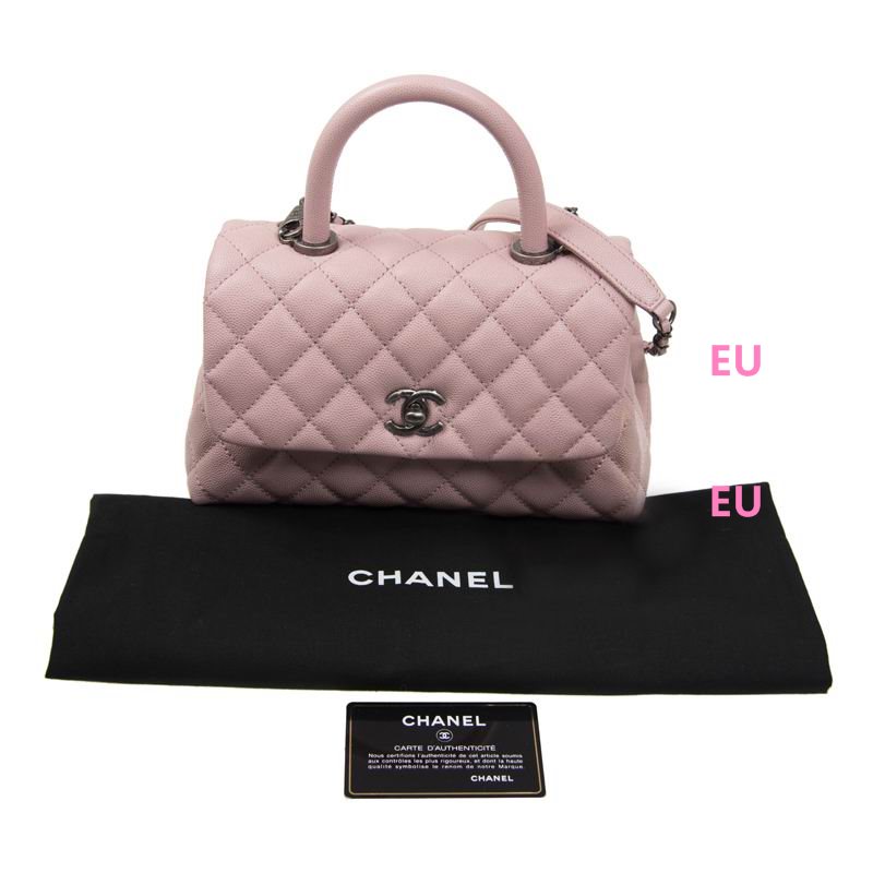 Chanel Coco Handle Caviar Anti-silver Chain Trapezoid Shoudbag Pink A92990CPINKS