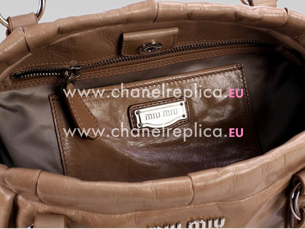 Miu Miu Vitello Lux Calfskin Shoulder Bag Light Brown RN0955