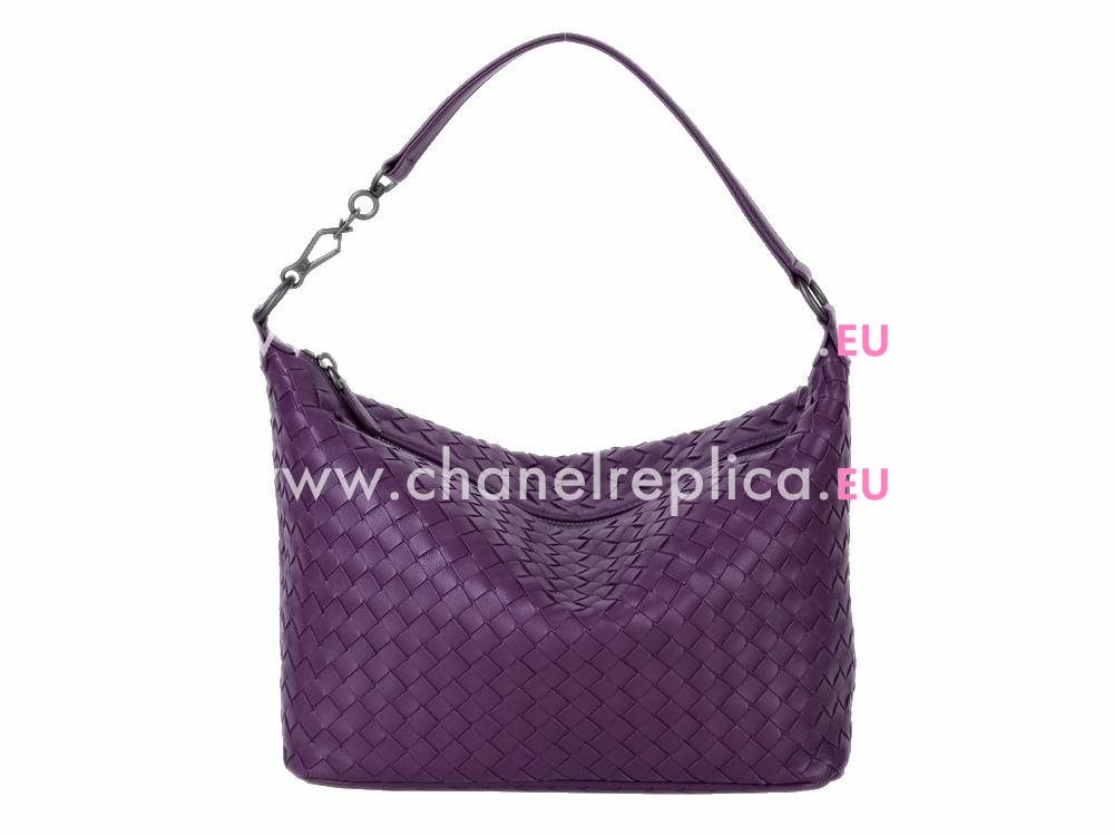 Bottega Veneta Brunito Intrecciato Grosgrain Shoulder Bag Purple BV239981