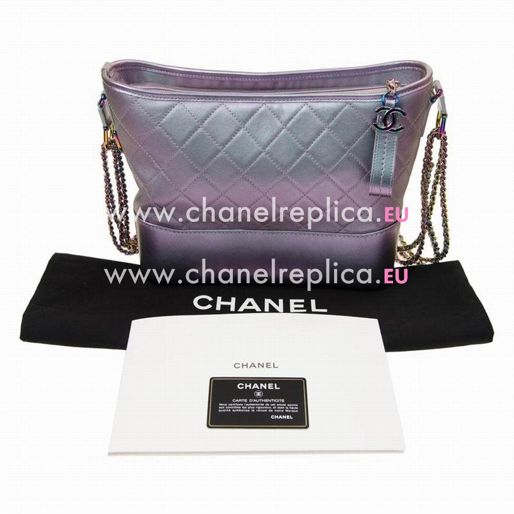 Chanel Gabrielle Two-tone Chain Calfskin Leather Shouldbag Metal-Purple A93824MEPUR
