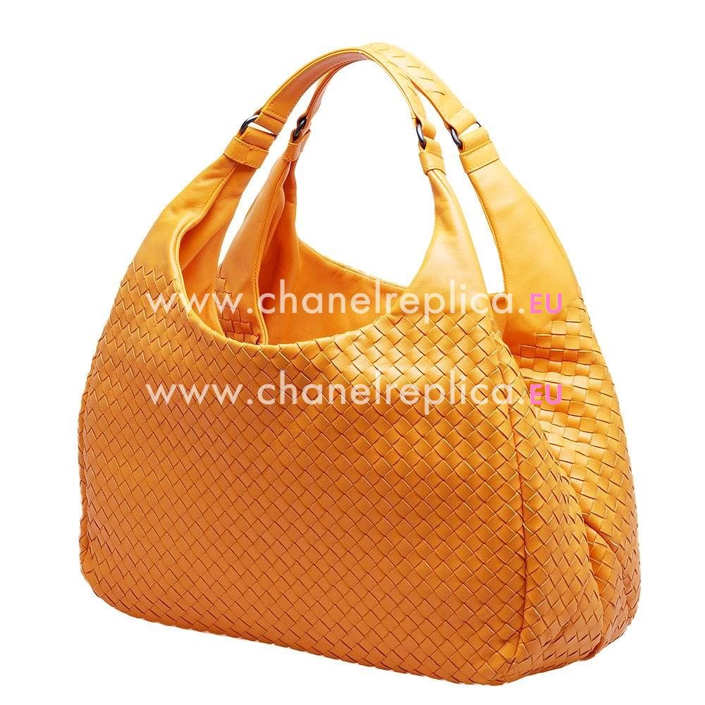 Bottega Veneta Campana Classic Nappa Woven Shouldbag Light Orange B6110307