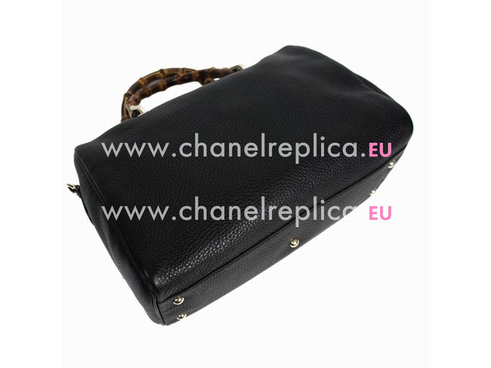 Gucci Bamboo Calfskin Handle Bag In Black G35124