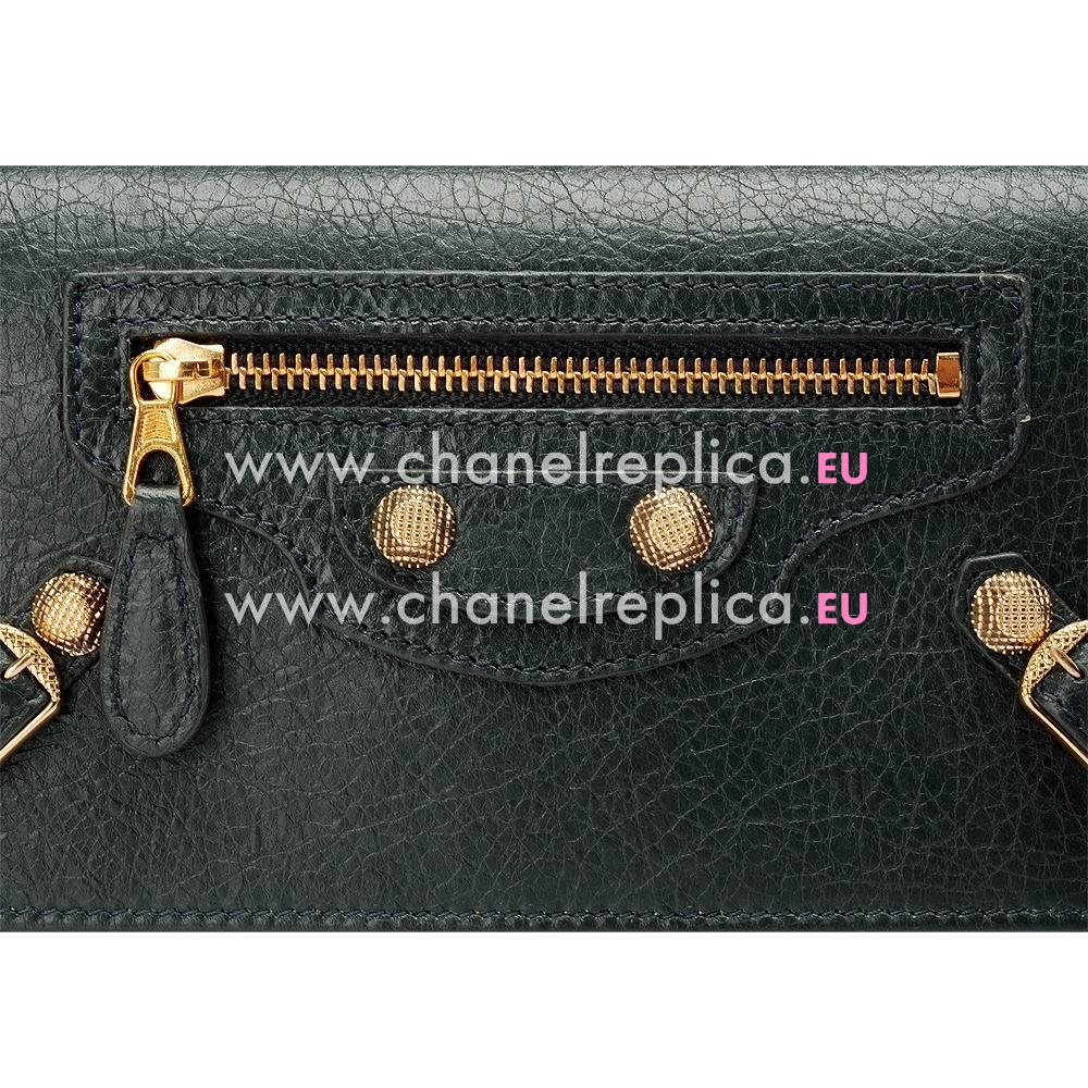 Balenciaga Fortefeuille Money Lambskin Gold Hardware Wallets Black Gray Green B2055142