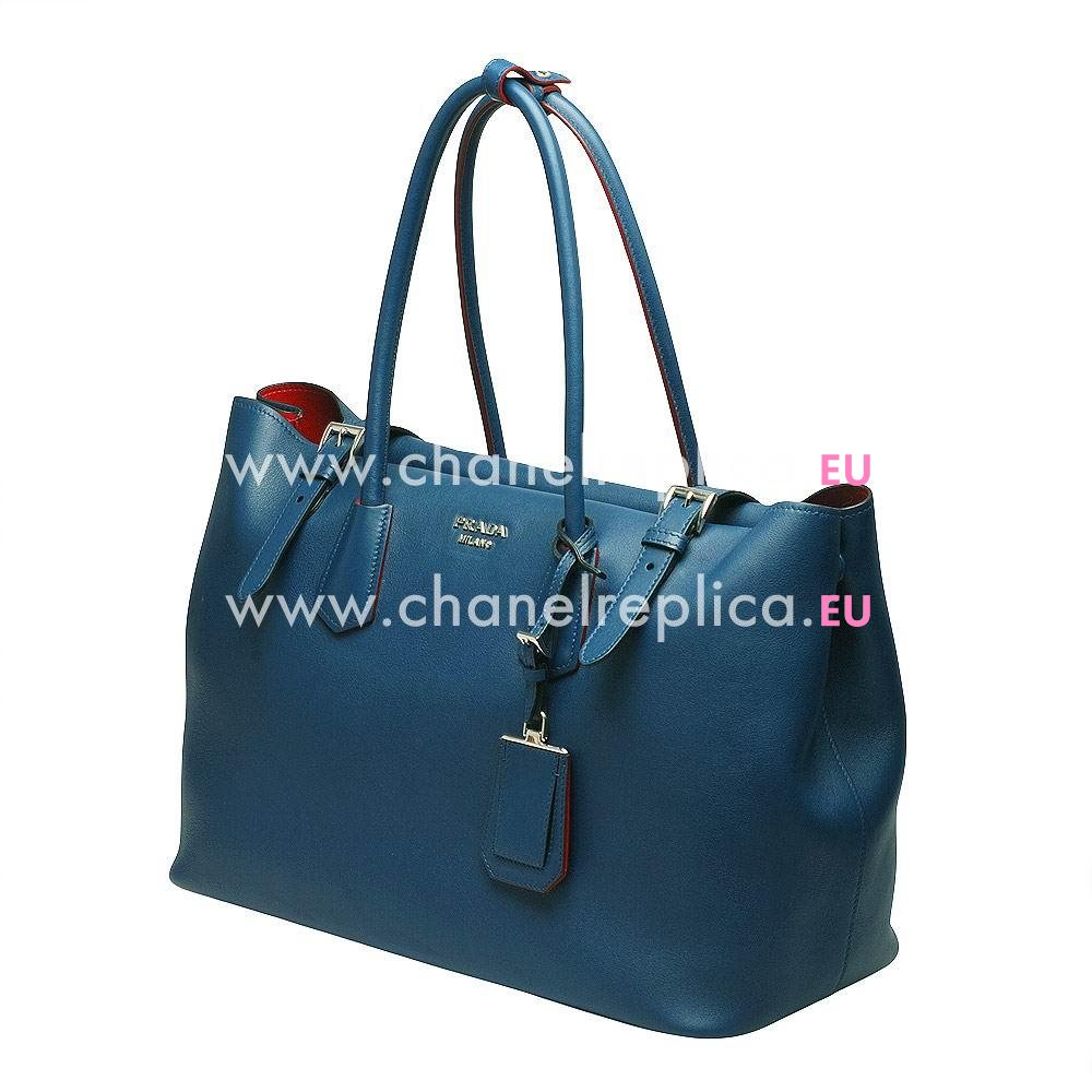 Prada Soft Saffiano Triangle Logo Bag Blue PR573C15