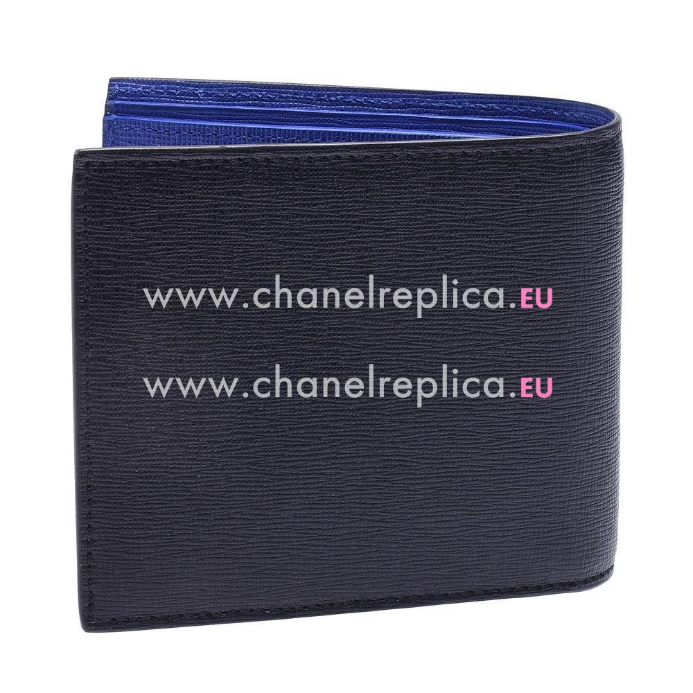 FENDI Karlito Rivet Calfskin Wallets Black/Blue F1548725