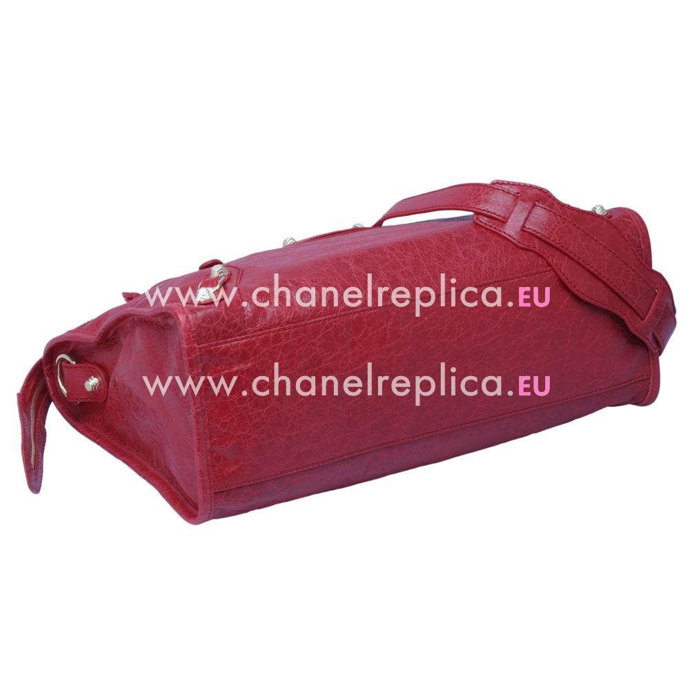 Balenciage City Lambskin Gold hardware Classic Bag Poppy Red B4545116
