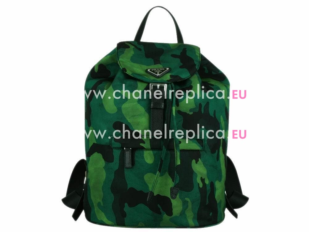 Prada Classic Triangle Logo Nylon Camouflage Backpack Green PR55530