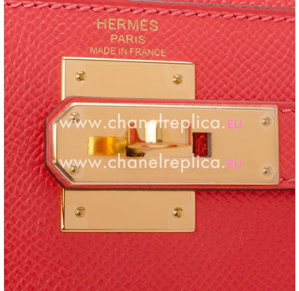 Hermes Kelly 28cm Rose Jaipur Epsom Leather Gold Hardware Sellier Bag Hand Sew HK1028RJE