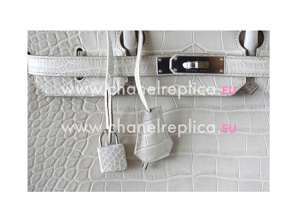 Hermes Birkin 35 Matte Alligator Beton Palladium Hand Sew Handbag H1035LGS