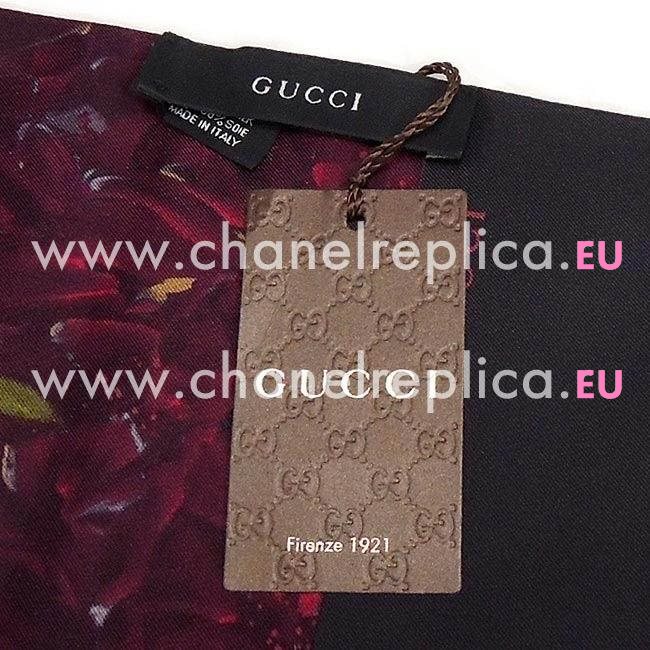 Gucci GG Logo Silk Flowers Scarf Red G6111006