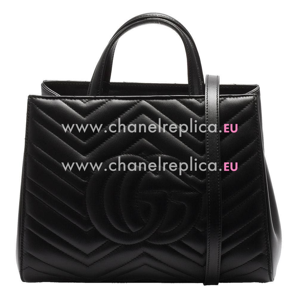 Gucci Classic Marmont GG Logo Calfskin Bag In Black G7021306