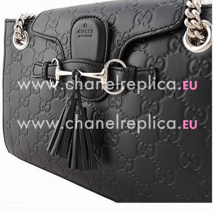 Gucci Emily Guccissima Calfskin shoulder Bag In Black G559431