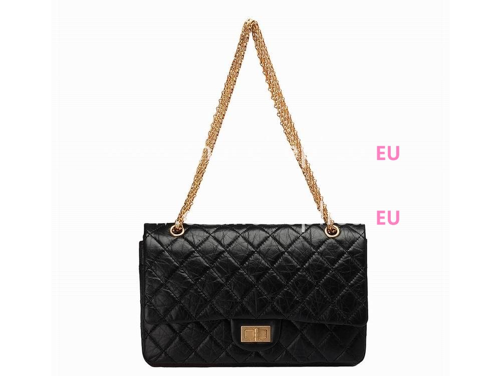 Chanel Jumbo Aged Calfskin Bag in Black(Antique-Gold) A12456AG