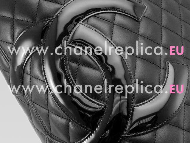 Chanel Cambon Lambskin Tote Bag Black with Black CC A25169-W