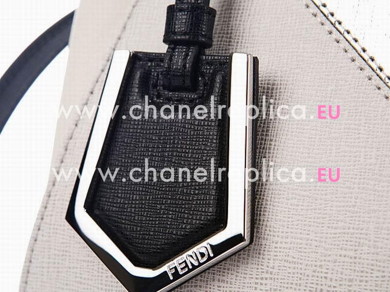 Fendi 2Jours Calfskin Leather Hand/shouldbag Black/Silver F8BH254