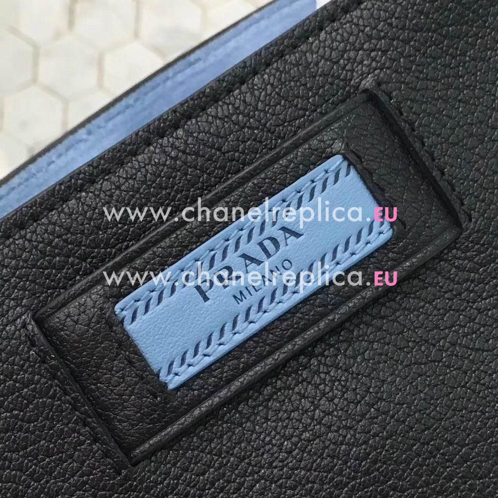 Prada Etiquette Calfskin Hand Bag Black P7081701