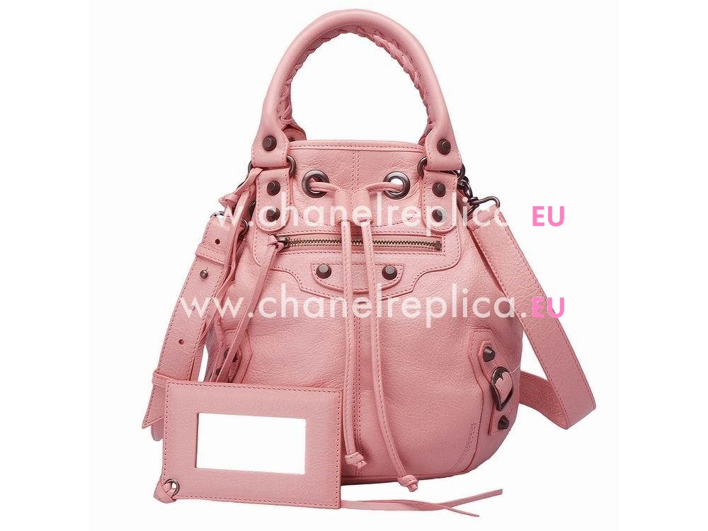 Balenciage Pompon Lambskin Aged Brass hardware Classic Mini Bag Pink B4545421