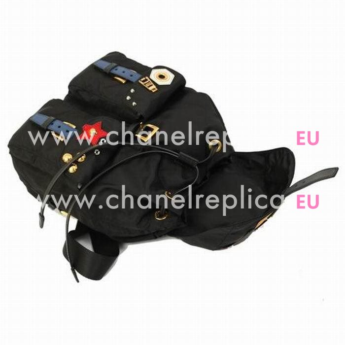 Prada Robot Calfskin Nylon Pocket Backpack Black P7011909