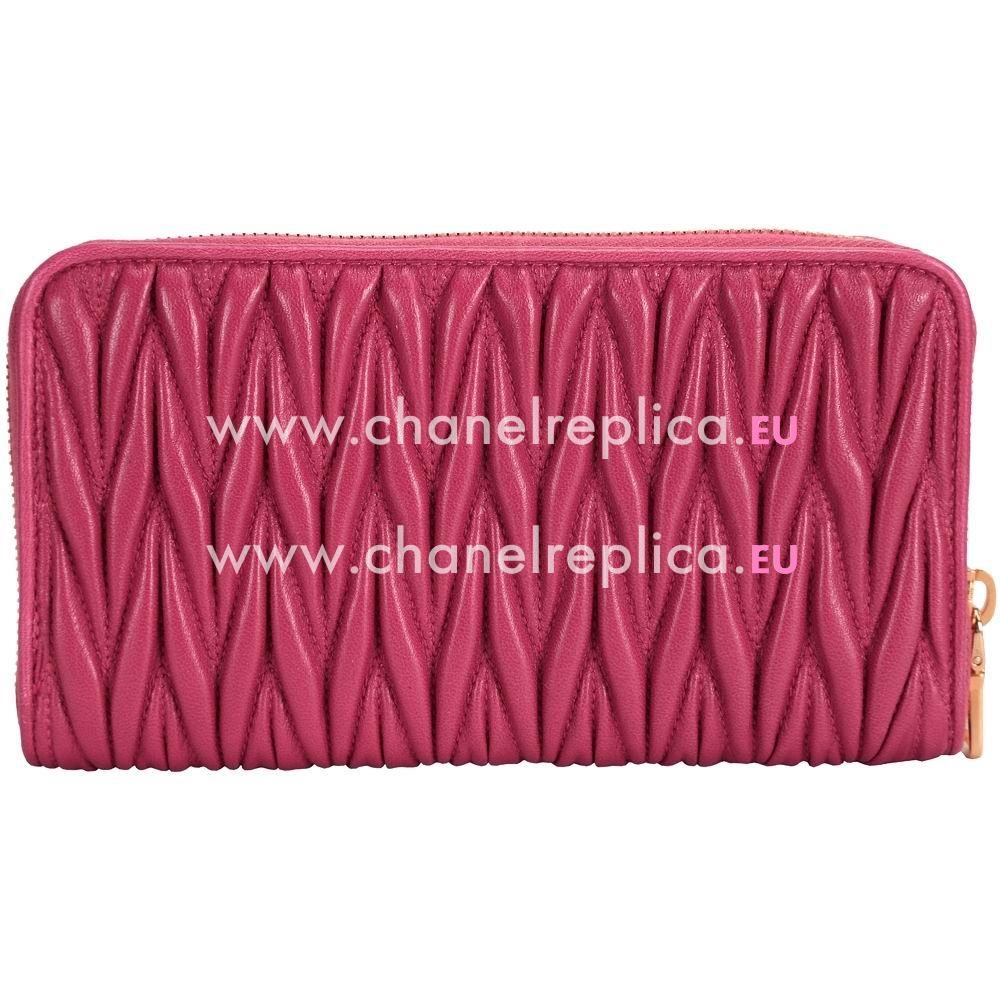 Miu Miu Matelassé Nappa Wallet In Peach Red MM5086263