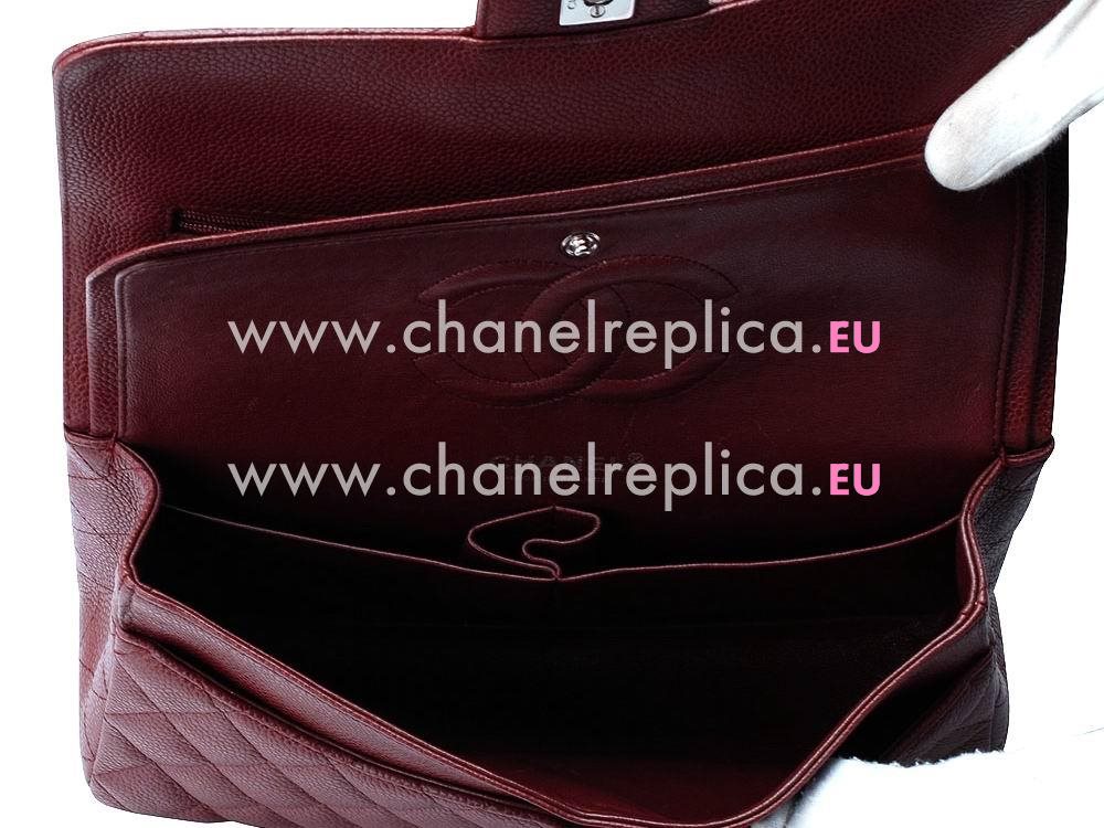 Chanel Caviar Medium Double Flap Bag Dark-Red(Silver) A01112DRS