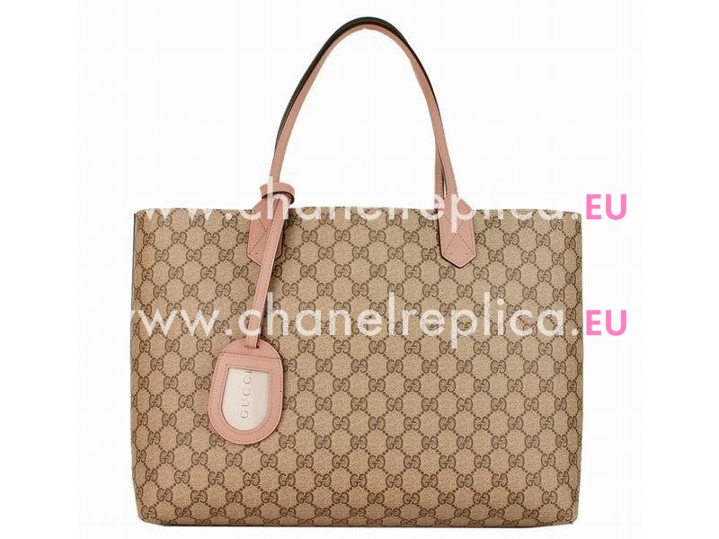 Gucci Calfskin Two Sided Tote Bag In Khaki Pink G372613