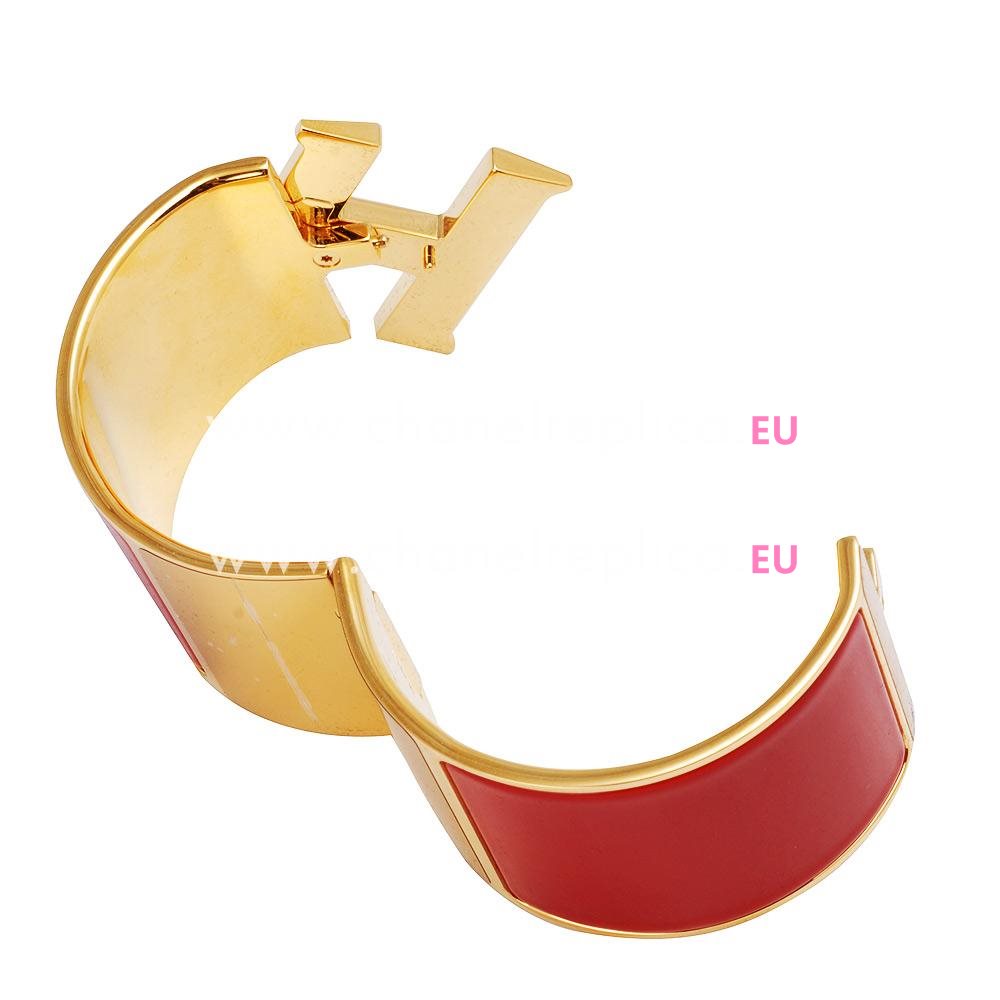 Hermes Enamelled Click H Logo Q-Bracelet Rose Gold/Red HC411073