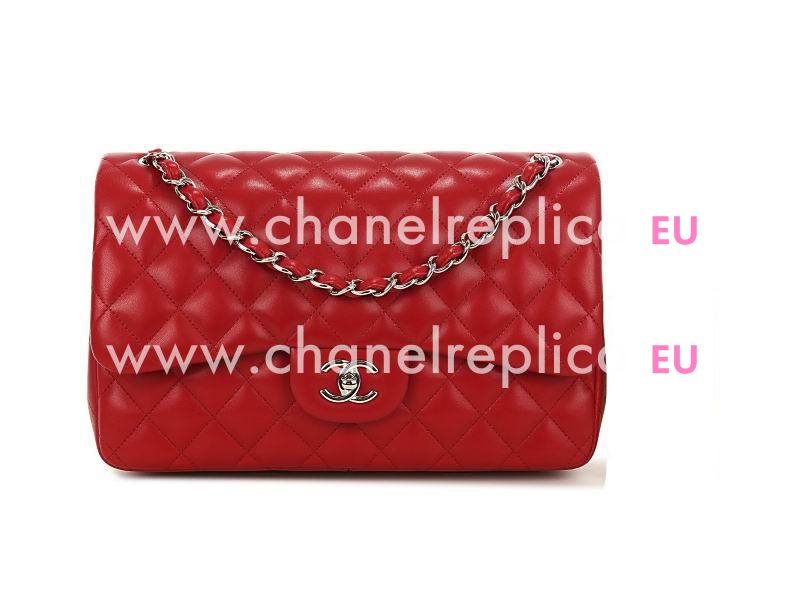 Chanel Lambskin Jumbo Double Flap Bright RED(silver) A58600Y01480