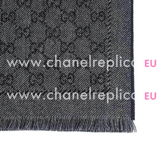 Gucci G Logo Wool Scarf Iron Gray Black G6102826