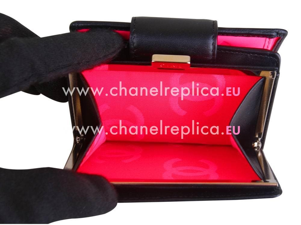 Chanel Lambskin Cambon Black and White CC Wallet A26720BAW